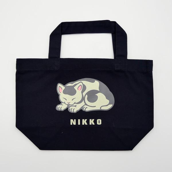日光限定 眠り猫ミニトートバッグ 紺 栃木 日光 日光東照宮 ねこ ご