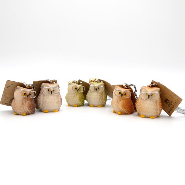 OWL STORY ふくろうキーホルダー めがねフクロウ 縁起物 梟 不