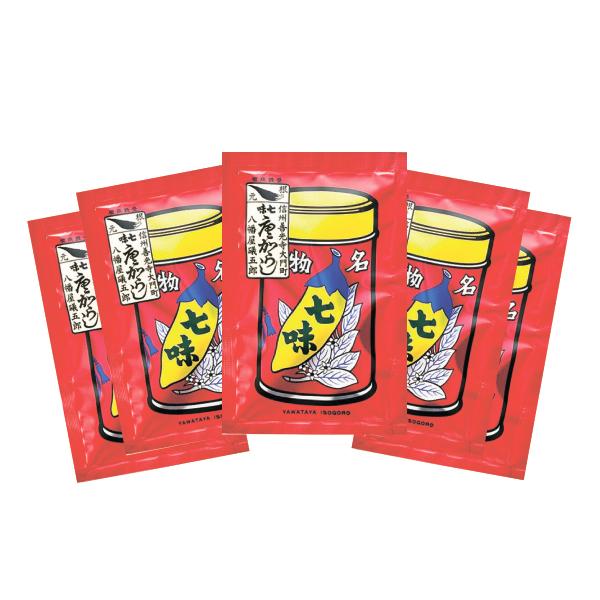 八幡屋礒五郎 七味唐辛子(中辛袋)18ｇ×5袋セット