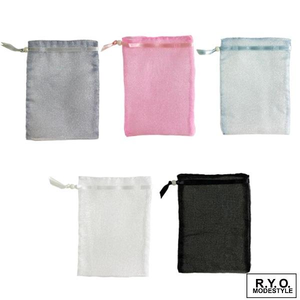 オーガンジーポーチ 巾着 Lサイズ 10枚 OEM可能 W125xH175mm : R.Y.O.