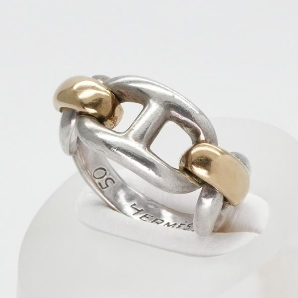 □HERMES□ シェーヌダンクル コンビ リング YG K18 750