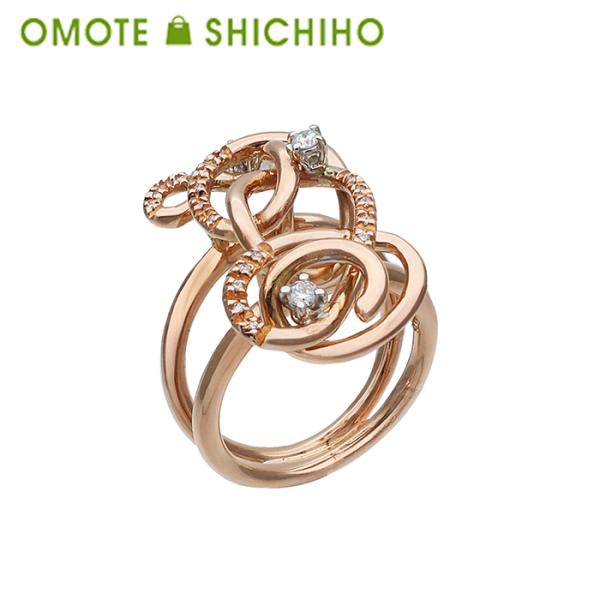 750 ダイヤモンドデザイン リング 指輪 #12 12号 D:0.16ct K18 PG