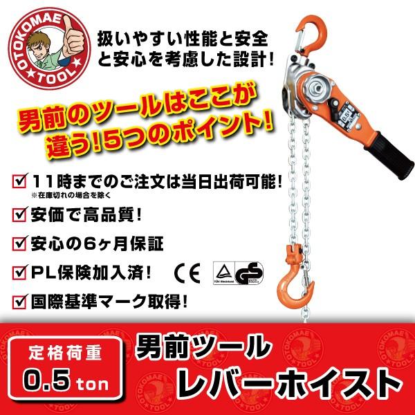 レバーホイスト 0.5t 1台 保証6ヵ月 レバーブロック 締め具 吊り具