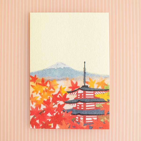 絵葉書 おしゃれ 和紙 季節の絵はがき 秋 秋の富士