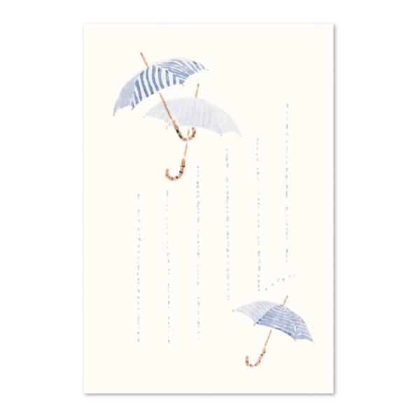 絵葉書 ポストカード 初夏 梅雨 おしゃれ 和紙 手紙 メッセージ 季節のはがき かさ イラスト ギフト お土産 めでたや/ネコポス対応