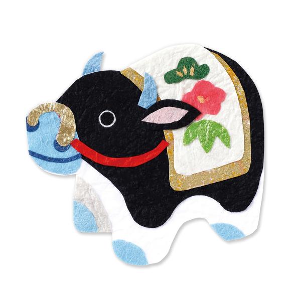 年賀状 手作り かわいい 和紙きり絵 お祝いオーナメント 松竹梅丑 2枚入 ネコポス可 和紙生活 通販 Yahoo ショッピング