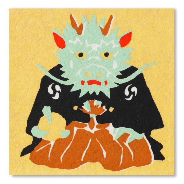 【シールタイプ】田をうるおし、暮らしをうるおす水神とされた、龍。威厳のある表情をした龍が、日本の正装 紋付き袴に身を包んで堂々と座す、和紙のシールです。同じ柄の５枚セットです。年賀状やお祝いの日のテーブルコーディネートにお使いいただけます。...