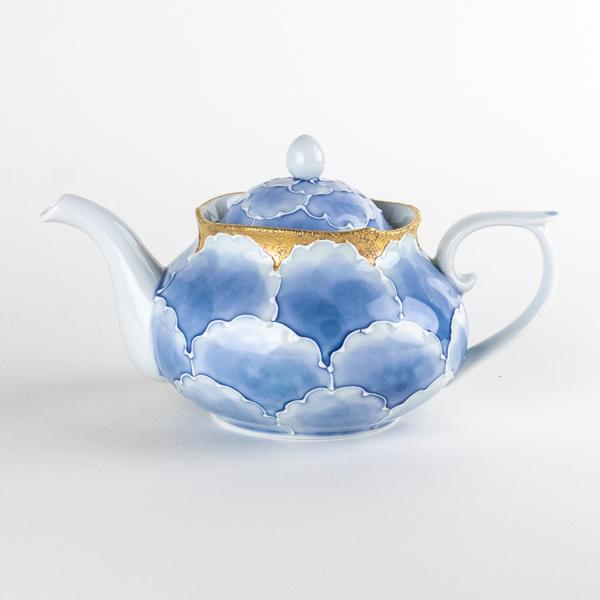 有田焼 ポット 急須 外金ブルー牡丹 ステンレス製茶こし付 日本製 陶器 茶器 日本茶 おしゃれ