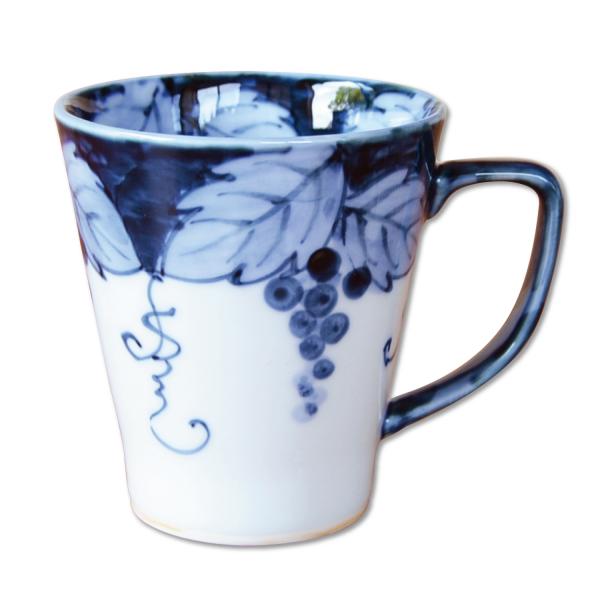 マグカップ 有田焼 渕濃ぶどう（青）  陶器 コーヒーカップ おしゃれ 和モダン 日本製 プレゼント