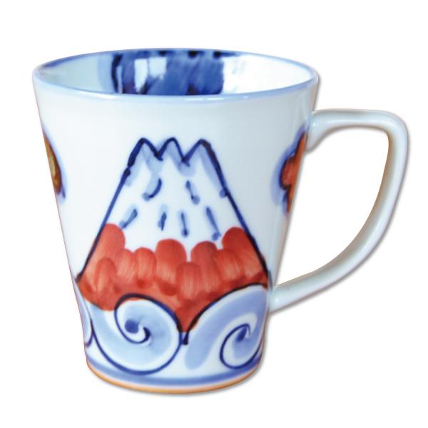 マグカップ 有田焼 富士山（赤） 陶器 コーヒーカップ おしゃれ 和モダン 日本製 プレゼント