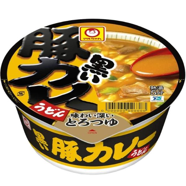 一時販売休止 東洋水産 マルちゃん 黒い豚カレーうどん×12個 送料無料 即席麺 カップ麺