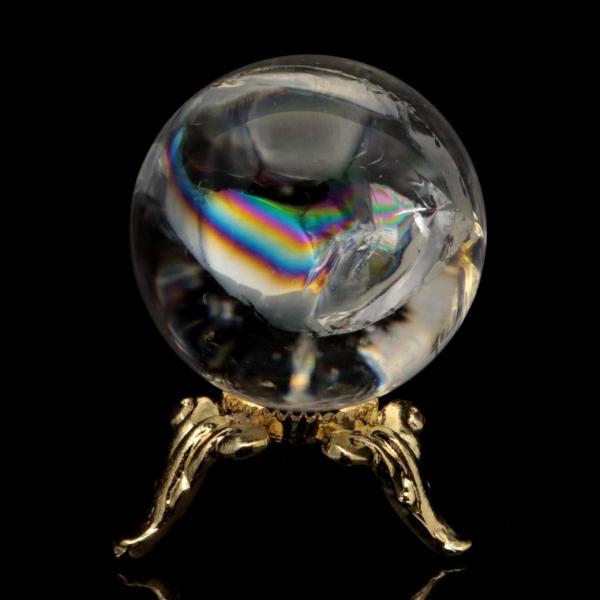 天然石　アイリス水晶玉　七星陣　虹入り　台座付き(大)他2点 虹入り水晶 丸玉 台座付き AA 直径 26mm アイリスクォーツ ブラジル産