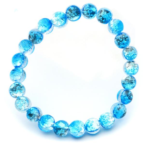 パナリブルー ホタルガラス ブレスレット 8mm 光る 夜光 とんぼ玉 沖縄 お土産 パナリ島 Panari Blue 父の日 ギフト プレゼント 爆買