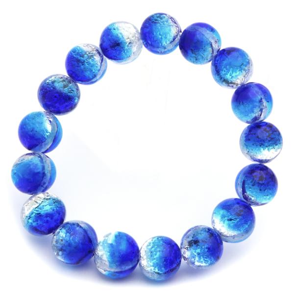 ヨナグニブルー ホタルガラス ブレスレット 12mm 光る 夜光 とんぼ玉 沖縄 お土産 与那国島 Yonaguni Blue 父の日 ギフト プレゼント 爆買