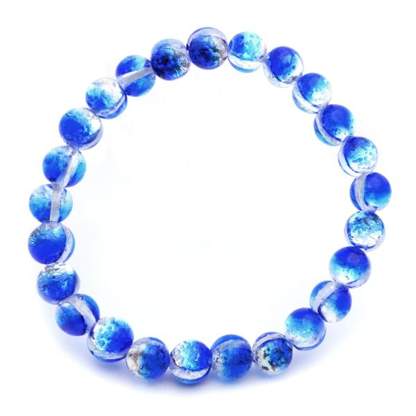 ヨナグニブルー ホタルガラス ブレスレット 8mm 光る 夜光 とんぼ玉 沖縄 お土産 与那国島 Yonaguni Blue 父の日 ギフト プレゼント 爆買