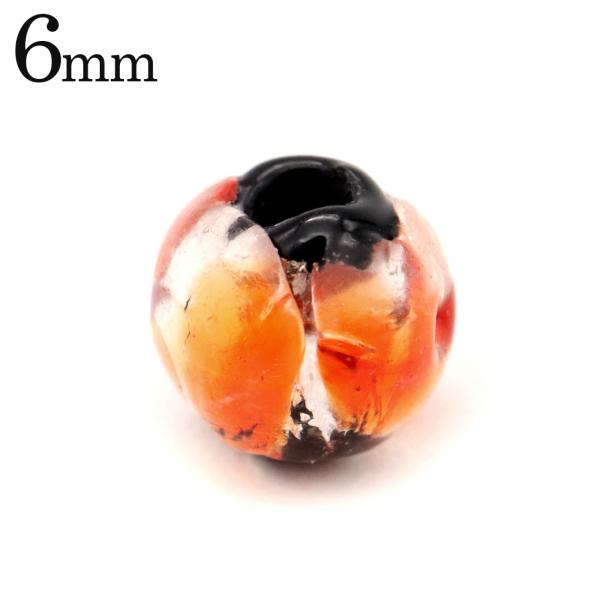 ホタルガラス ビーズ 粒売り 6mm オレンジ 橙色 バラ売り とんぼ玉 パーツ 沖縄 お土産 父の日 ギフト プレゼント 爆買
