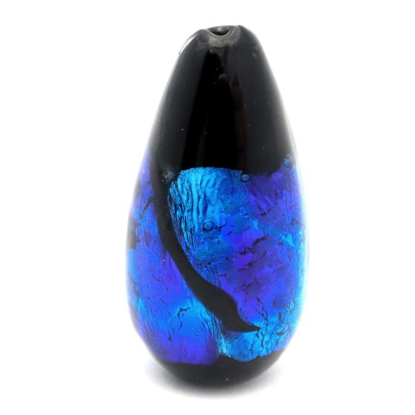 光る ホタルガラス ビーズ しずく ドロップ 粒売り 15 x 8mm ブルー