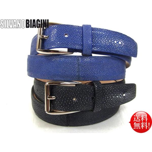 SILVANO BIAGINI イタリア エイ革 ベルト(35mm) 【ブラック