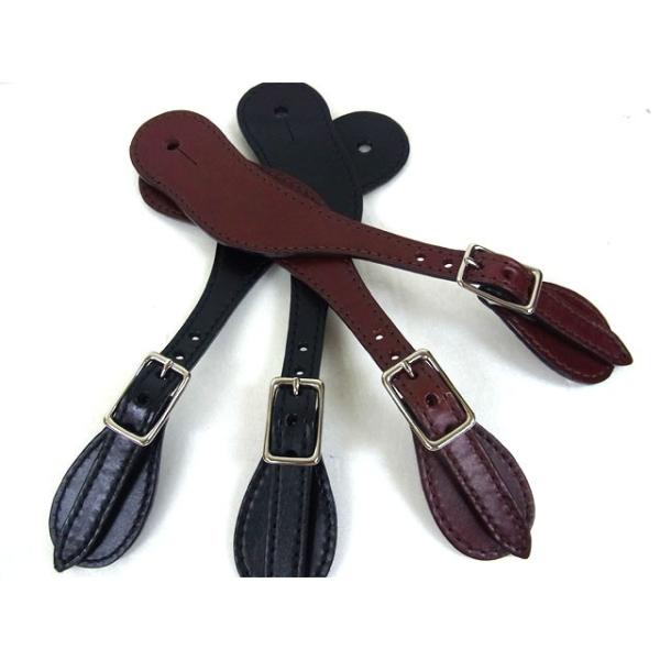 USA プレーンレザー ステッチ スパーストラップ(ロング) ブラック