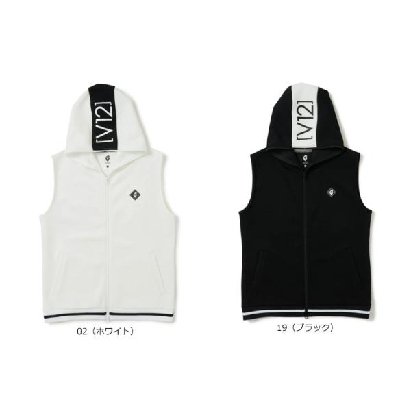 【美品】V12 ヴィトゥエルヴ LINE HOODIE VEST ホワイト M onepoint_v122310-sw01