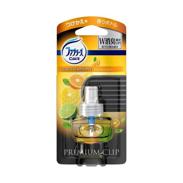予告なくパッケージ・仕様が変更になることがございます。予めご了承ください■新発売の車用ファブリーズ プレミアムクリップ シトラスシンフォニーの香り。 70日間、上質な香りを車内に広げます。