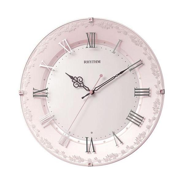 RHYTHM(リズム) 8MY538SR13 ピンクパール色 白 電波掛け時計