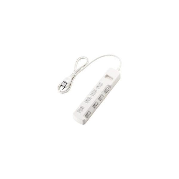 他サイト： エレコム(ELECOM) T-E6A-2410WH ホワイト 省エネタップ ほこり防止シャッター付 延長コード 2ピン 4個口 1mの商品画像