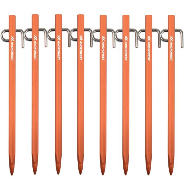 【商品概要】?【製品仕様】：サイズ(約)： 直径9.5×長さ300mm、重量:(約) 69g ※1本あたり、材質：7A04アルミニウム合金材 【セット内容】: アルミ製 鍛造ペグ(30cmペグ)×8本、専用収納バッグx1個?【軽さと強度を両...