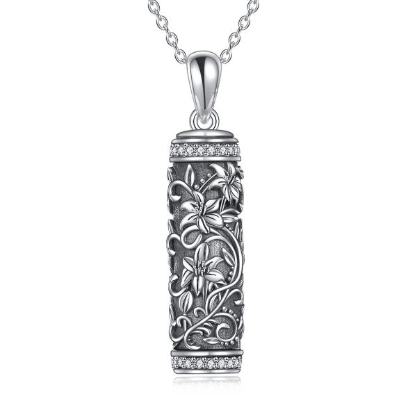 【並行輸入品】 TOUPOP Lily Cremation Jewelry for Ashes 925 Sterling Silver Cyli