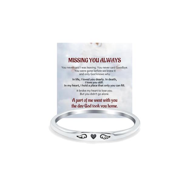 【並行輸入品】LIU JUN For Memorial ハートと翼の薄いリング女性用、Missing You Always Ring Los