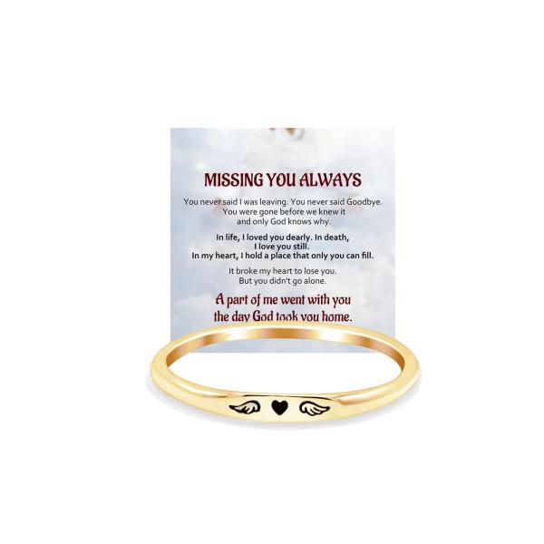 【並行輸入品】LIU JUN For Memorial ハートと翼の薄いリング女性用、Missing You Always Ring Los