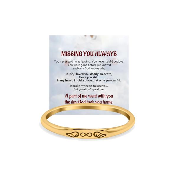 【並行輸入品】LIU JUN For Memorial ハートと翼の薄いリング女性用、Missing You Always Ring Los