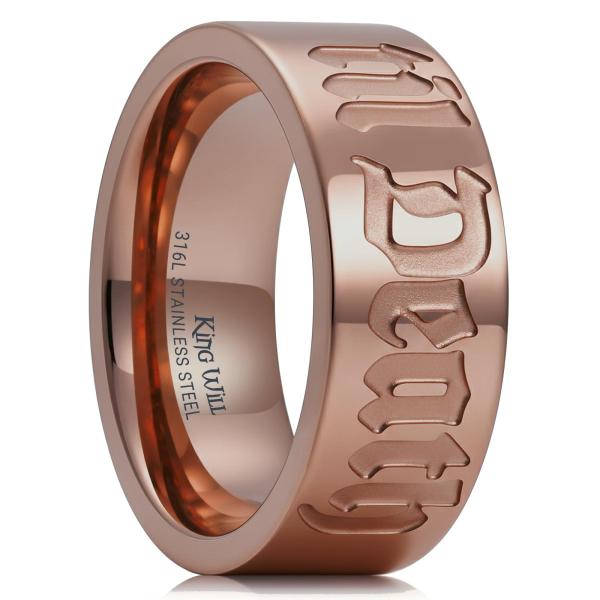【並行輸入品】King Will Till Death Men 結婚指輪 ローズゴールド、8mm ステンレススチール 男性用ウェディングリング