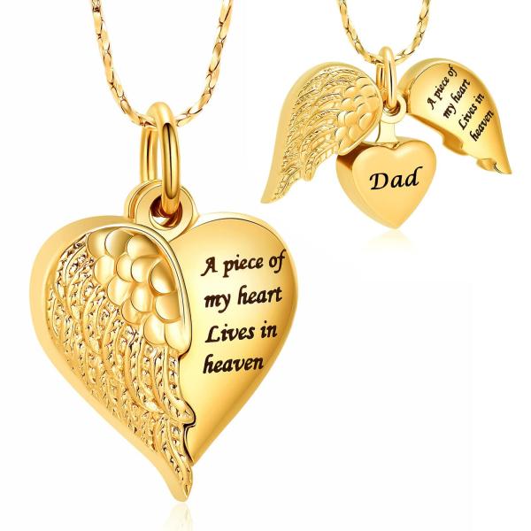【並行輸入品】Imrsanl ハート火葬骨壺ネックレスペンダント 人間の遺灰用 A Piece of My Heart Lives in H