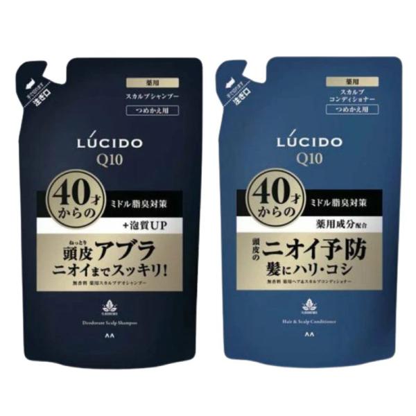 【各1個ずつ】ルシード 薬用スカルプデオシャンプー 詰替用 380ml+ルシード 薬用ヘア＆スカルプコンディショナー 詰替用 380g 男性