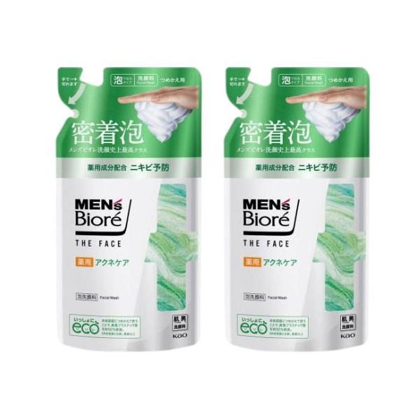 【2個】花王 メンズビオレ ザフェイス薬用アクネケア つめかえ用 170ml 男性