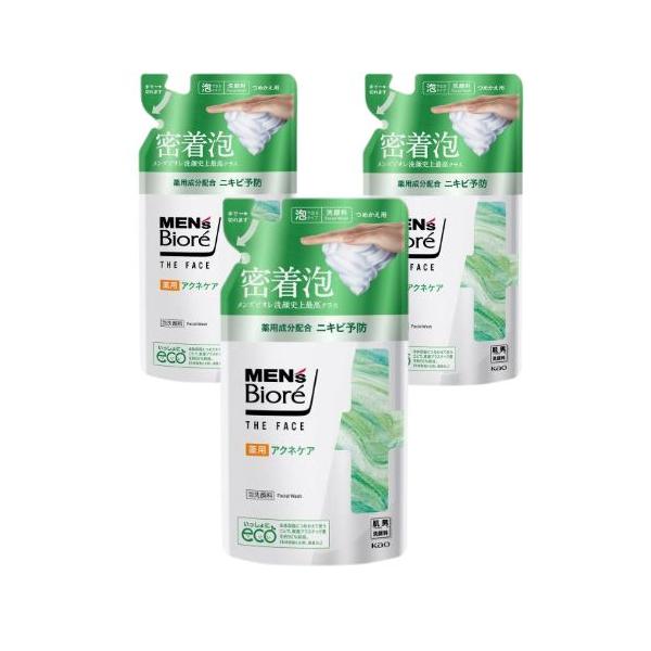【3個】花王 メンズビオレ ザフェイス薬用アクネケア つめかえ用 170ml 男性