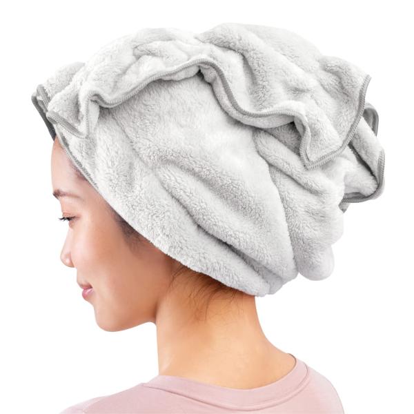 アルファックス マイクロファイバー 吸水速乾 ロングタイプ ヘアドライタオル FUWAP フワップ グレー ポリエステル75% ナイロン25% AP 送料無料