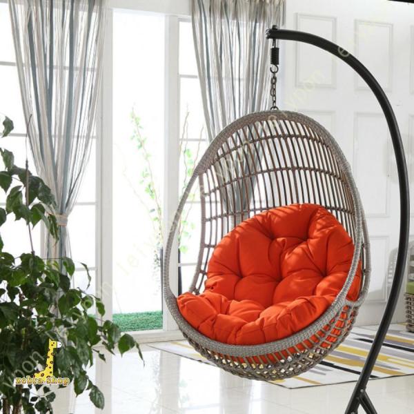 南房総市　引き取り限定　ハンギングチェア スイングチェアー　ベージュ ラタン風 ハンモックチェア ラタンチェア 座椅子 クッション ハンギング