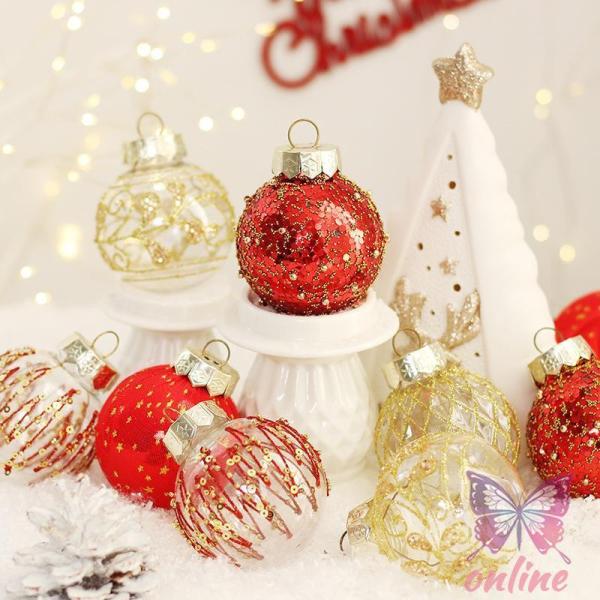 クリスマスツリー オーナメント 柄付きボール 6cm 25個セット
