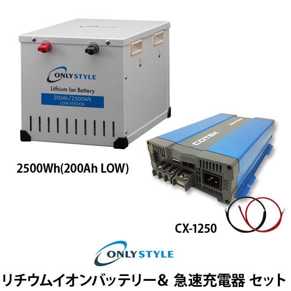 [旧型]リチウムイオンバッテリー2500Wh(200AH)LOW-version＆急速充電器セット