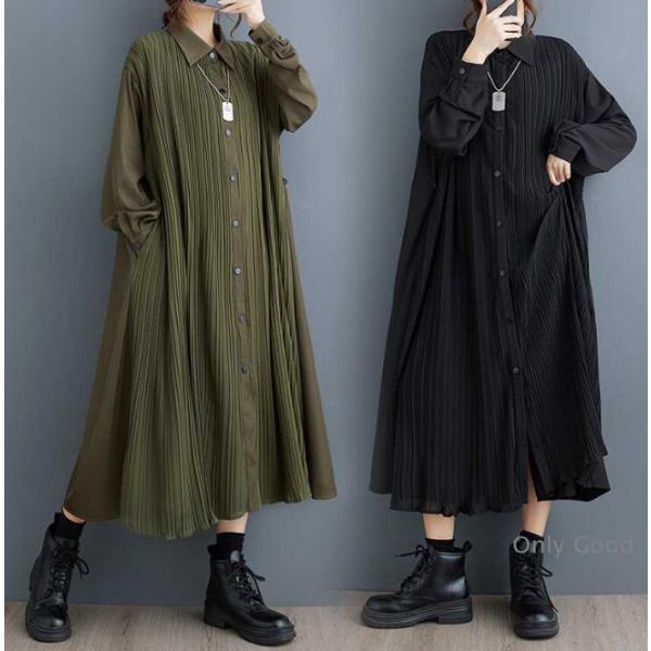 ワンピース レディース ワンピ シャツワンピース ロングワンピース シャツ プリーツ バックプリーツ ロングワンピ シャツワンピ 春 夏
