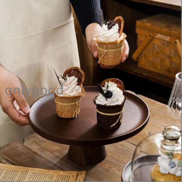 ケーキスタンド 木 直径16.5cm 高さ7.5cm 木製 1段 ケーキ トレー