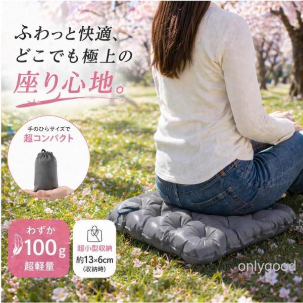 レジャーシート アウトドア クッション エアー 一人用 厚手 コンパクト 折りたたみ 防水 携帯 座布団 花見 運動会 イベント