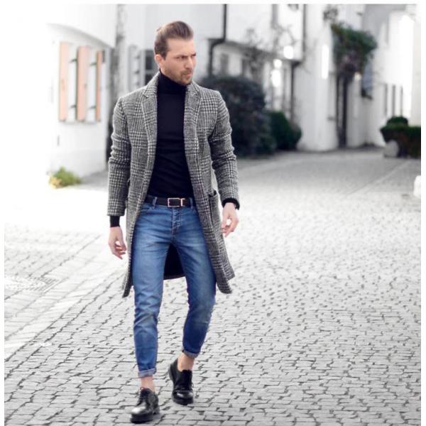 チェスターコート 在庫あり 即出荷可 メンズ チェック柄 ビジネス ジャケット ラシャコート ロングコート メルトンコート 細身スリム 通勤 アウター 防寒保温 紳士服 春秋冬 英国風