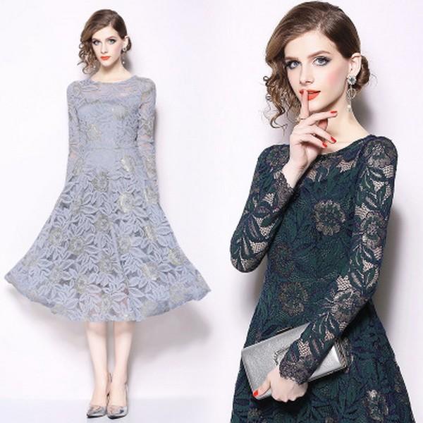 大人気高級定番 パーティードレス ミモレ丈 総レース 長袖 結婚式 ワンピース パーティードレス ロング グリーン Y Mooti 通販 Yahoo ショッピング