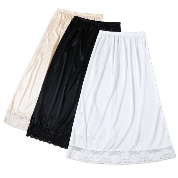 ペチコート ペチスカート インナー レディース 透け防止 光沢 下着 インナースカート ウエストゴム ストレッチ ひざ上 ゆったり マキシ丈 ワンピース