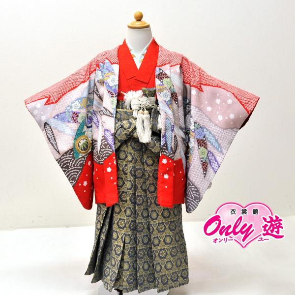 羽織袴セット レンタル 男の子 04 587mr 七五三 5歳 男児as アンサンブル 赤疋田 古典柄 絵羽柄 カブト 着物レンタル 04 587mr 京都衣裳館オンリー遊スタジオ醍醐 通販 Yahoo ショッピング