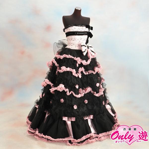 A24-1000/IM/ドレス/レンタル/レディース/ぷちぷり/プリンセスライン/7〜11号/ピンク×黒/花嫁/結婚式/