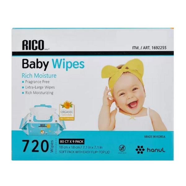 [ 商品名 ] RICO Baby ベビーワイプ コストコ　80枚×9パック　720枚 18cm×18cm 9個[ 内容量 ] 80枚×9パック720枚[ サイズ ] 18cm×18cm